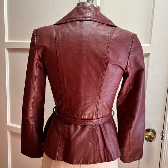 Vintage Merlot Leather Blazer Jacket•Sz XS - Picture 4 of 11